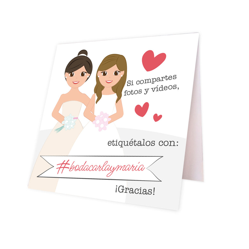 2 carteles hashtag boda PAREJA LESBIANA