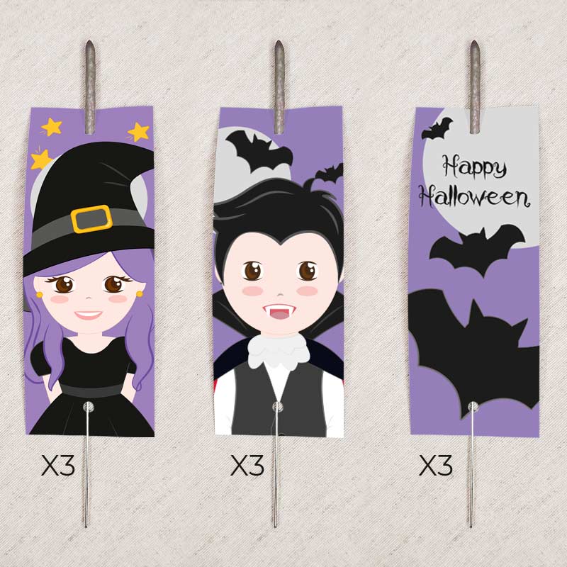 9 Tarjetas porta bengalas HALLOWEEN