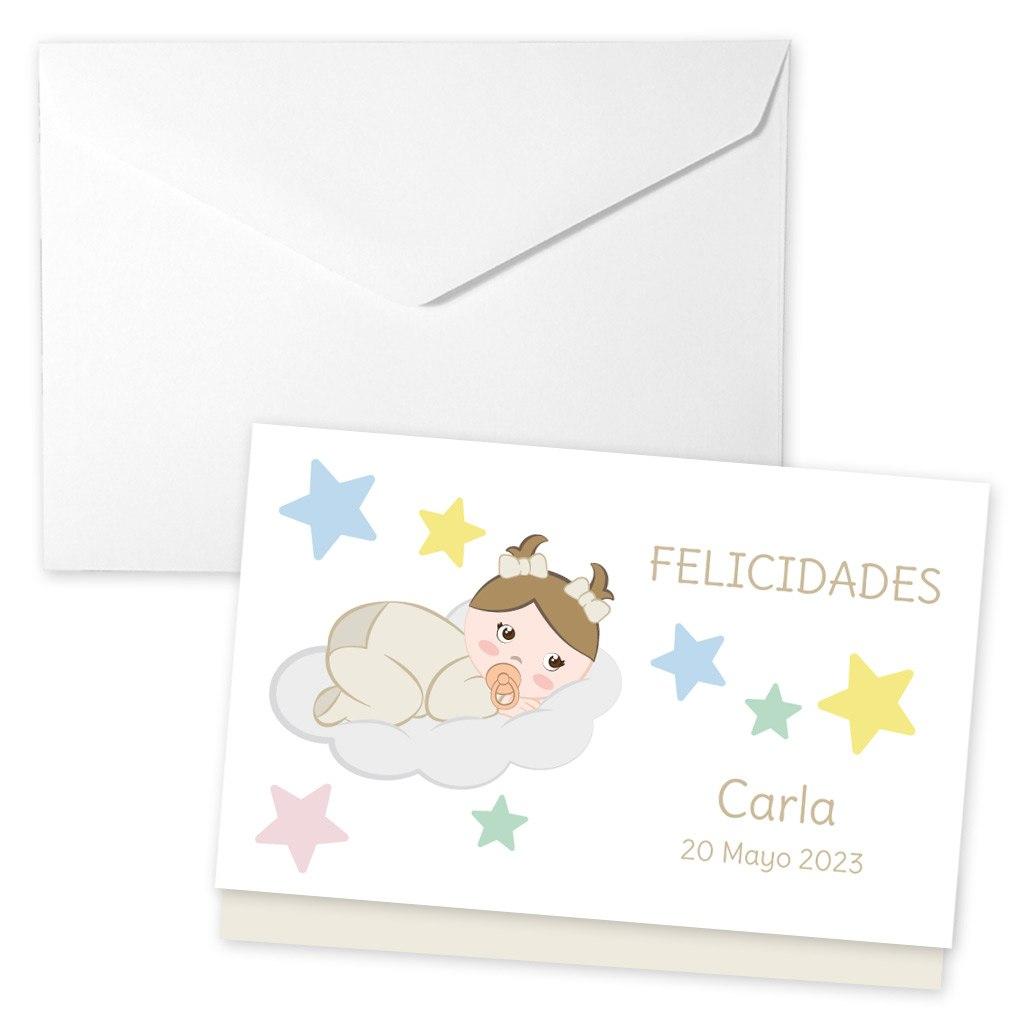 Sobre para regalar dinero Felicidades bebé niña beige