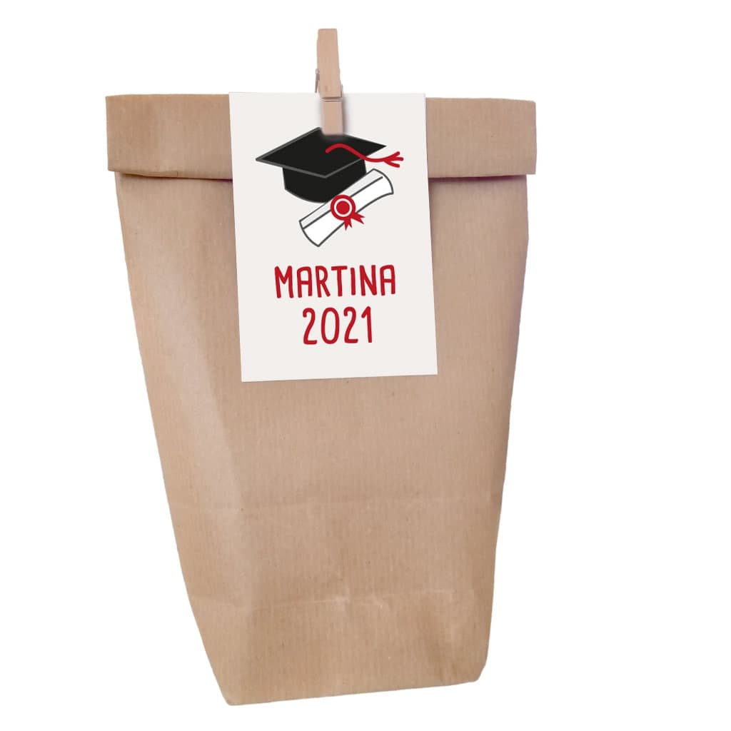 6 Bolsas kraft con etiqueta y pinza GRADUACIÓN