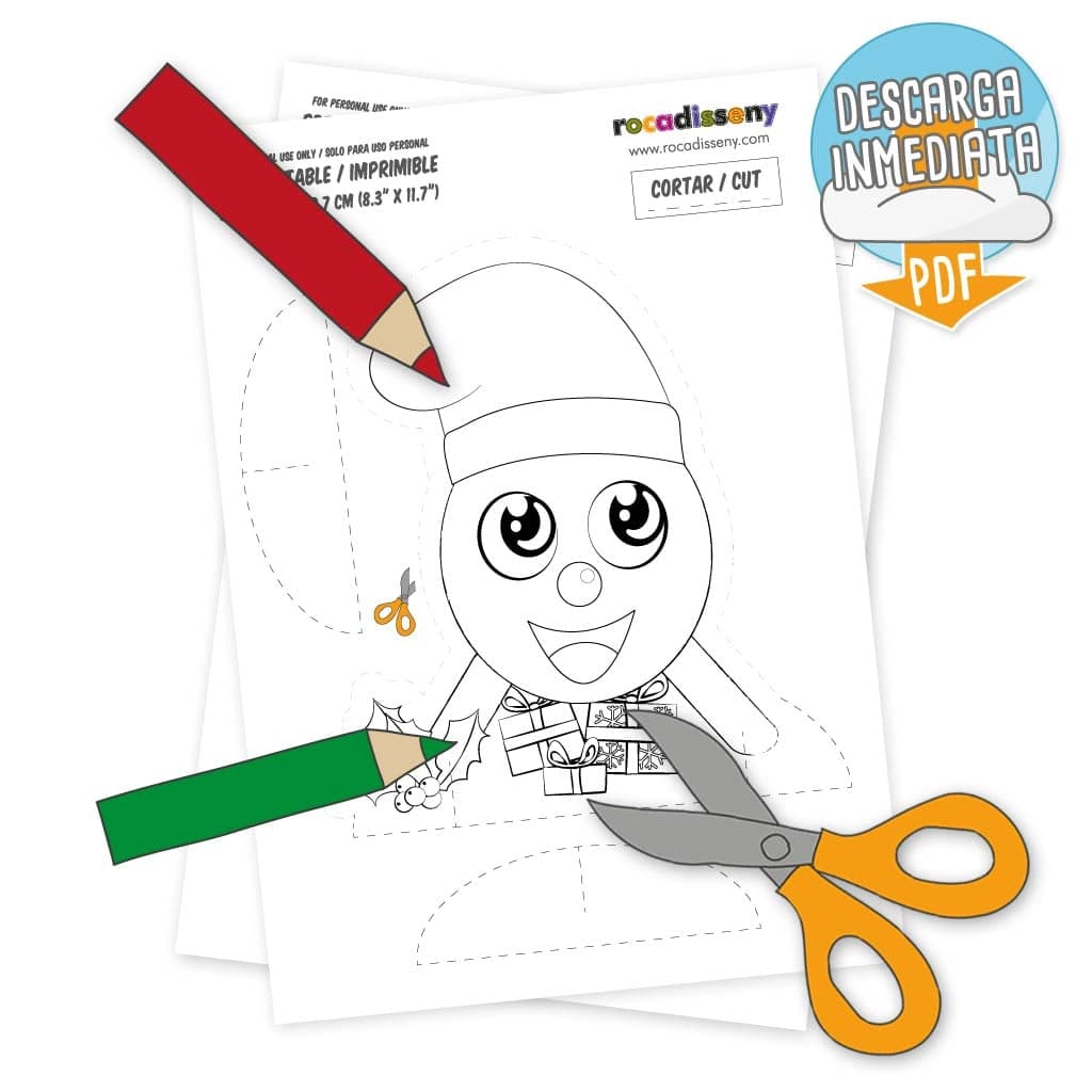 Caga Tió de Nadal per pintar i retallar