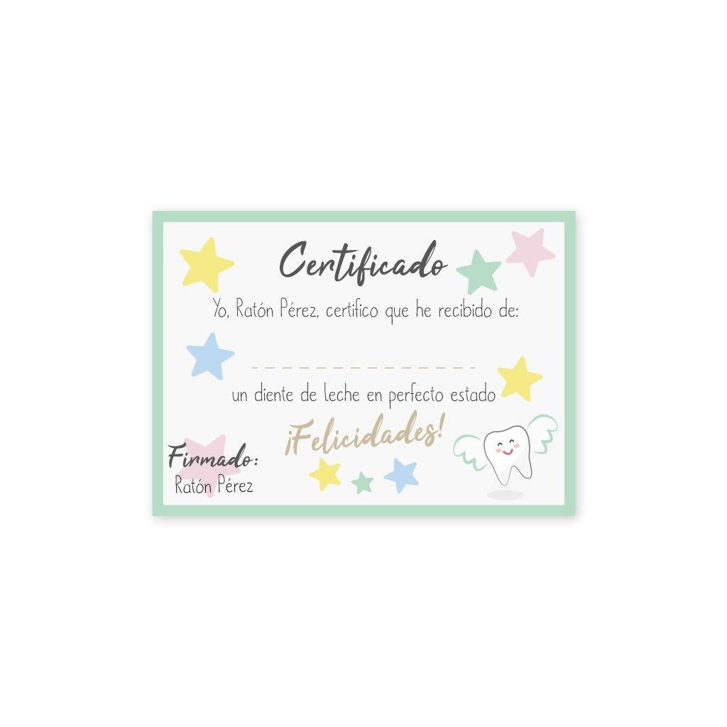 Certificado del Diente Ratón Pérez