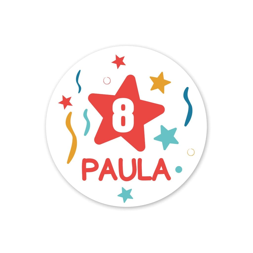 Pegatina personalizada para cumpleaños con el nombre y la edad