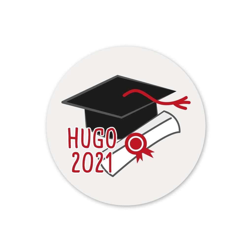 Pegatina personalizada para los detalles de la fiesta de graduación.