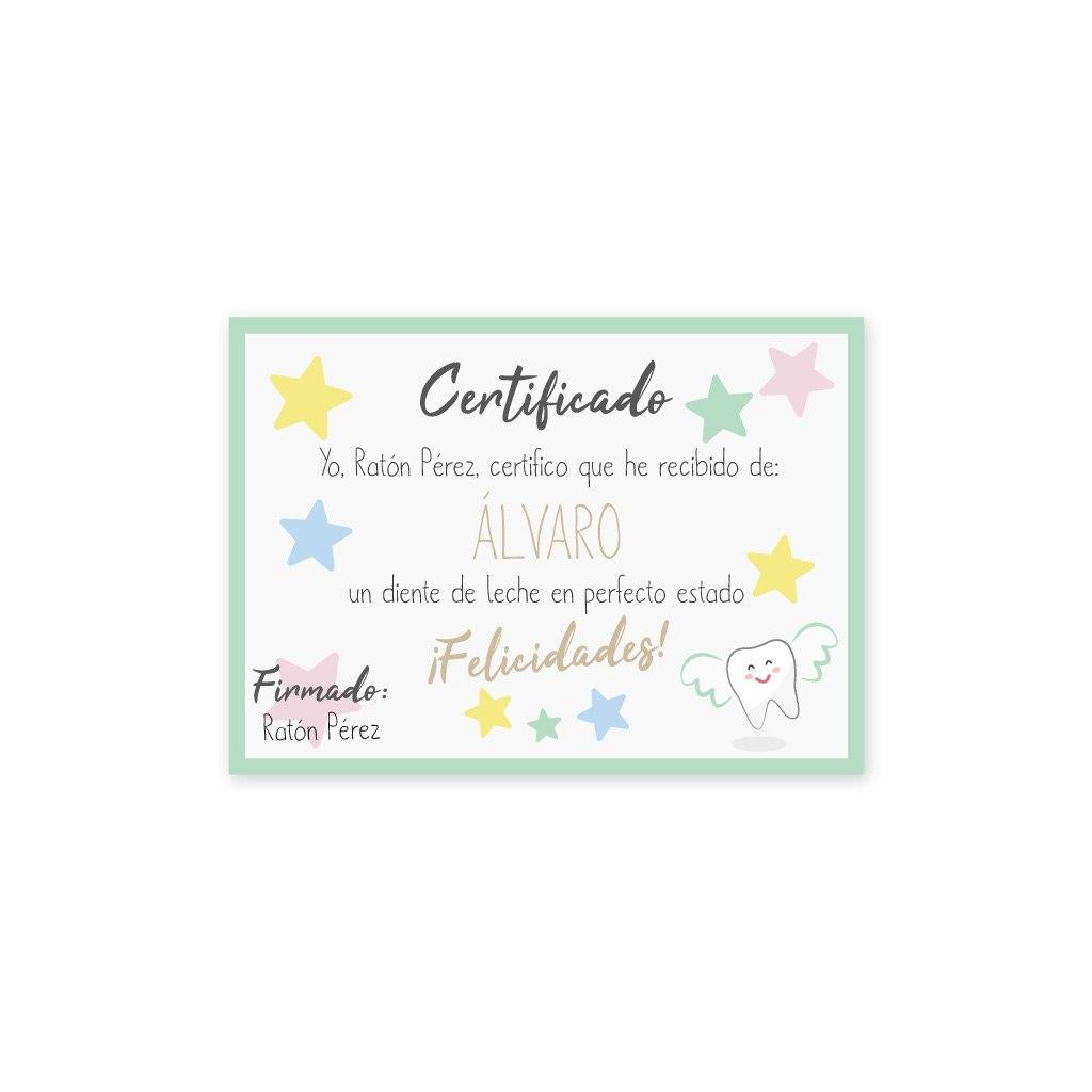 Certificado del Diente Ratón Pérez