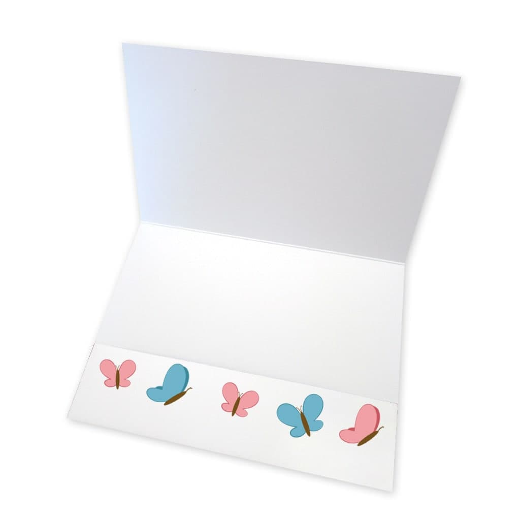 Sobre para regalar dinero de Comunión de niña con mariposas abierto