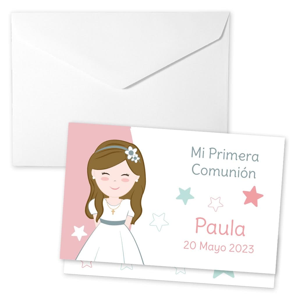 Sobre para regalar dinero personalizada para Comunión de niña.
