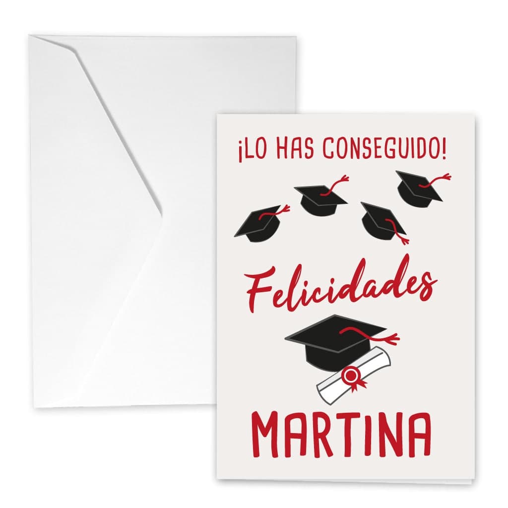 Tarjeta de felicitación personalizada para regalar el día de la graduación.