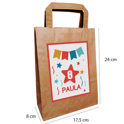 10 bolsas kraft con adhesivo CONFETI