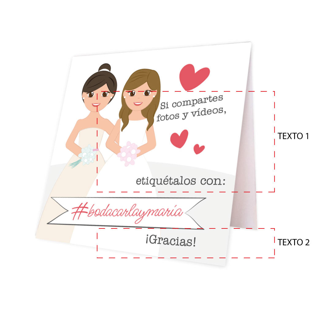 2 carteles hashtag boda PAREJA LESBIANA