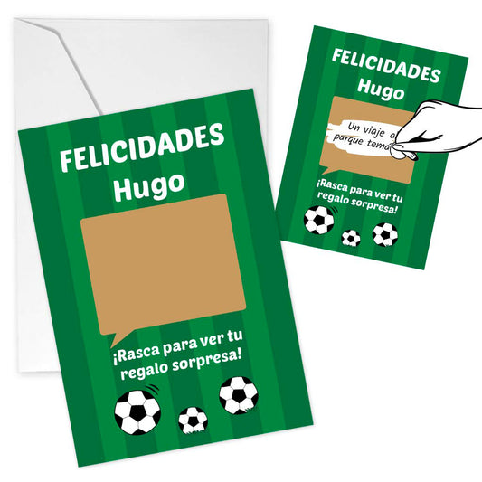 Postal rasca con mensaje cumpleaños FÚTBOL