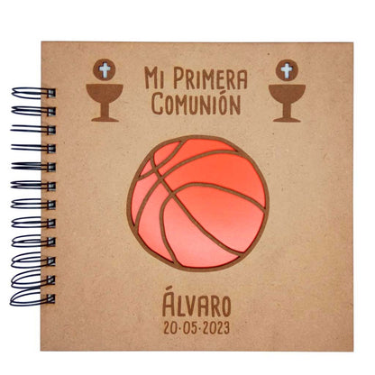 Álbum de firmas para Comunión personalizado con temática de baloncesto