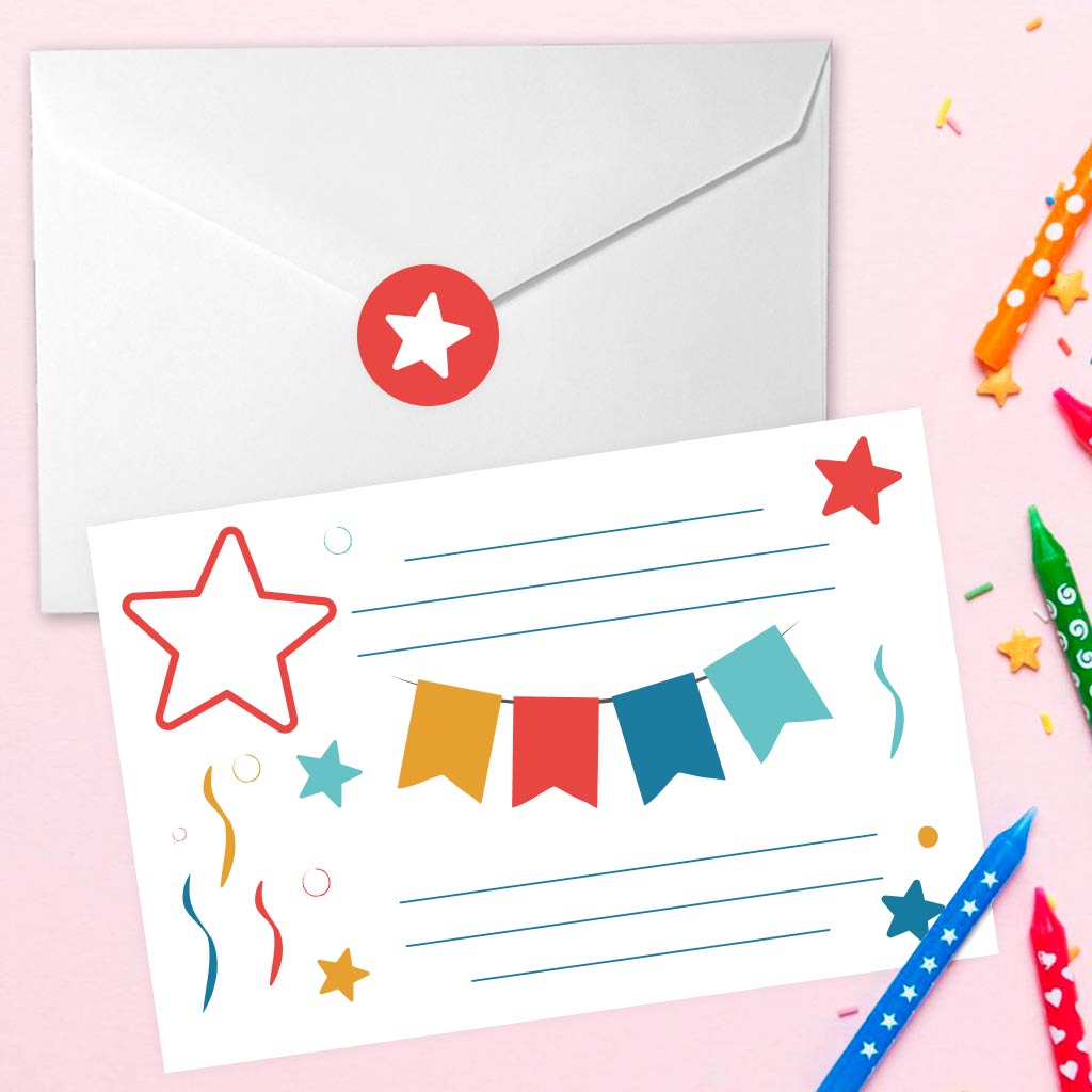 10 Invitaciones de cumpleaños CONFETI para escribir a mano