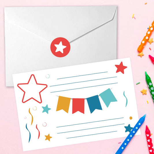 10 Invitaciones de cumpleaños CONFETI para escribir a mano