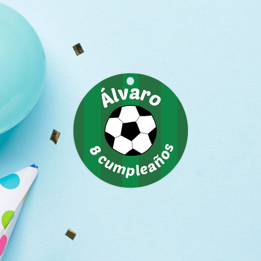 Etiqueta redonda detalle cumpleaños FÚTBOL