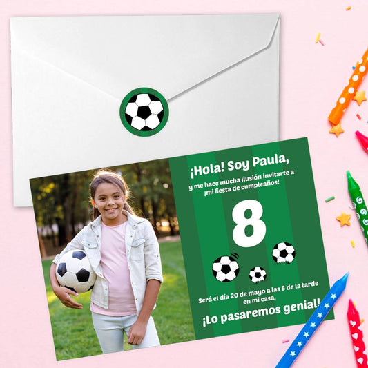 10 Invitaciones de cumpleaños FÚTBOL personalizadas con foto