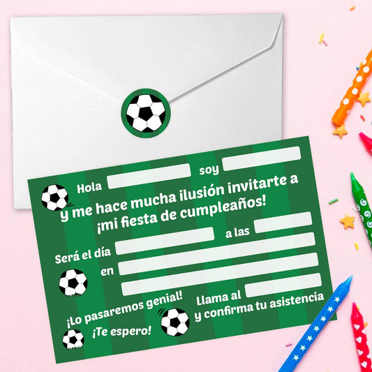 10 Invitaciones de cumpleaños FÚTBOL para escribir a mano