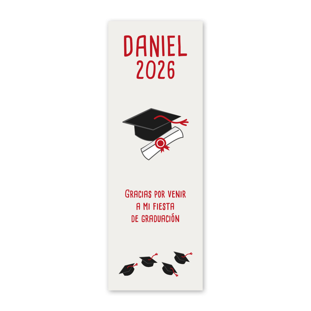 Marca páginas de graduación personalizados con el nombre y la fecha de la gradución