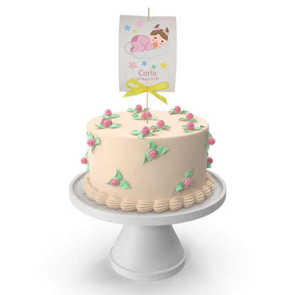 Topper para tartas personalizado para la fiesta de la bebé con pastel
