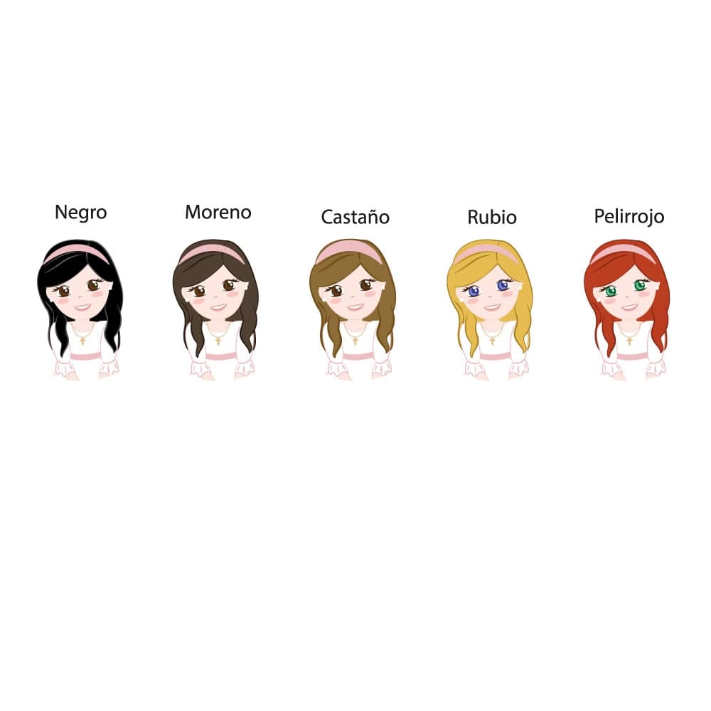 Opciones para escoger el color del cabello: negro, moreno, castaño, rubio y pelirrojo