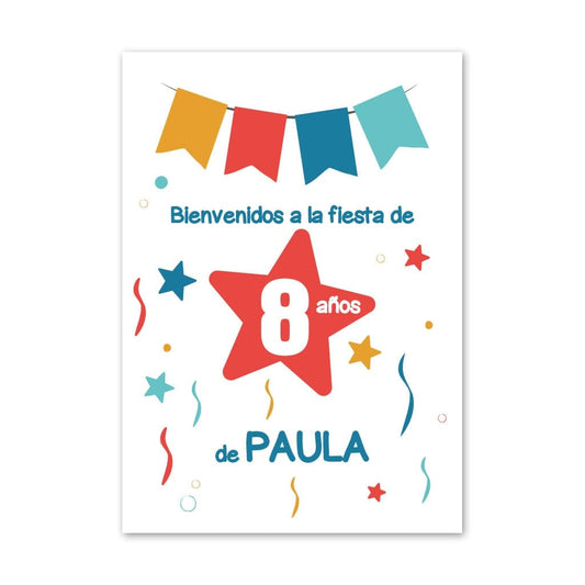 Lámina personalizada para dar la bienvenida a la fiesta de cumpleaños