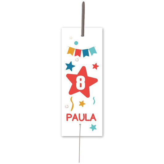 Porta bengalas personalizado cn dibujos de confeti para cumpleaños